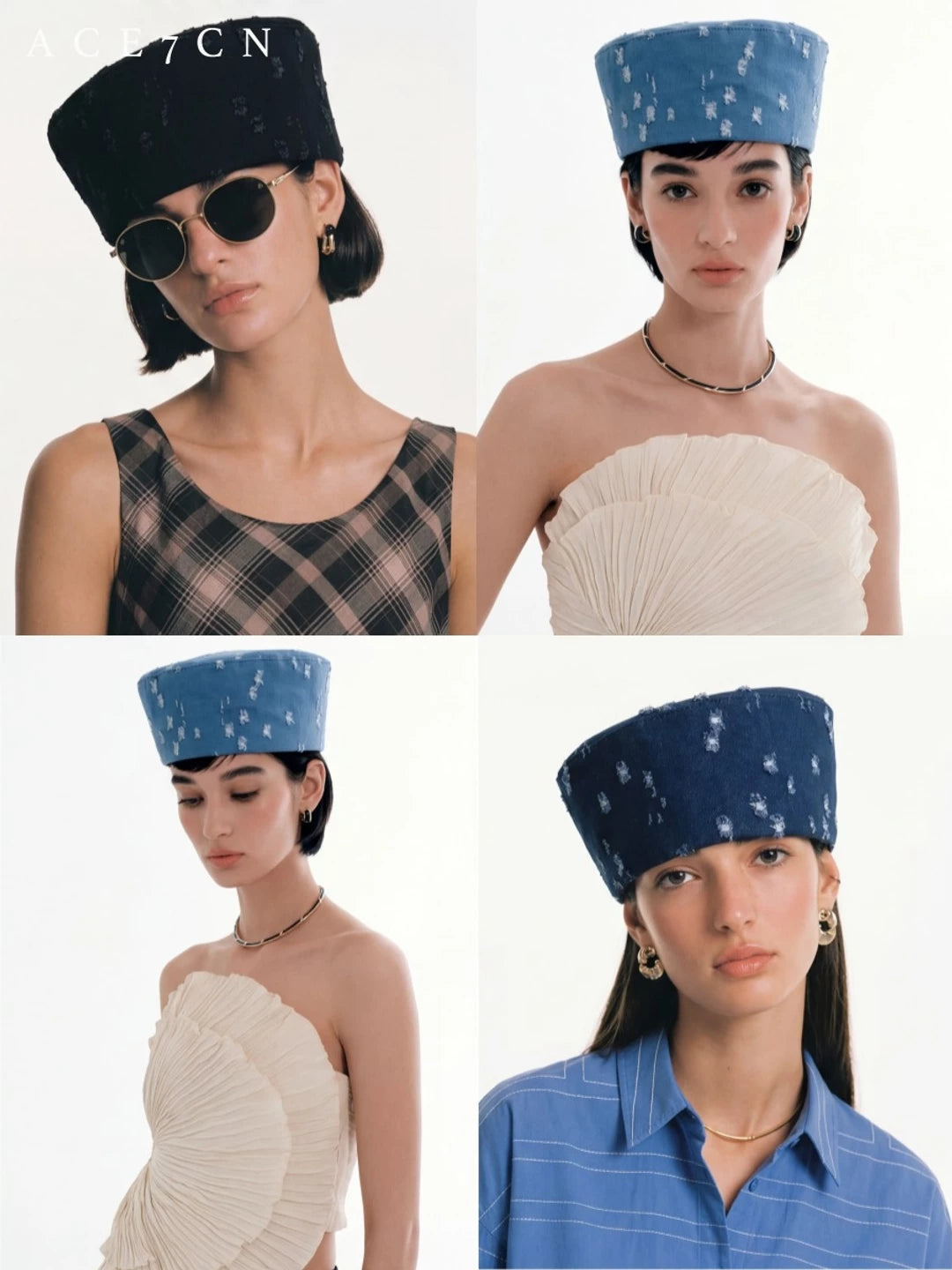 Denim Pillbox Hat — ACE7CN