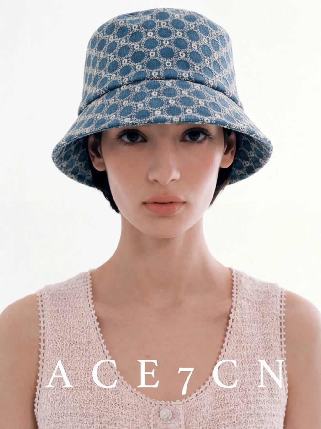 Diamond-Check Jacquard Bucket Hat — ACE7CN