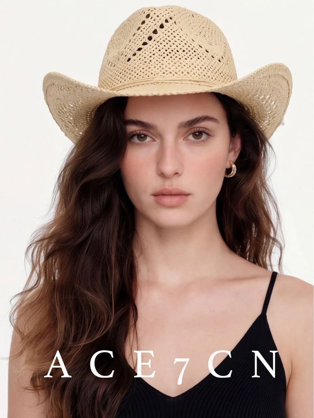 Openwork Straw Cowboy Hat — ACE7CN