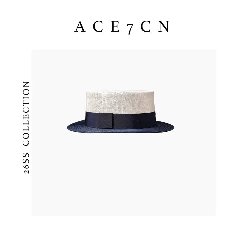 Color-Block Flat-Top Panama Hat — ACE7CN
