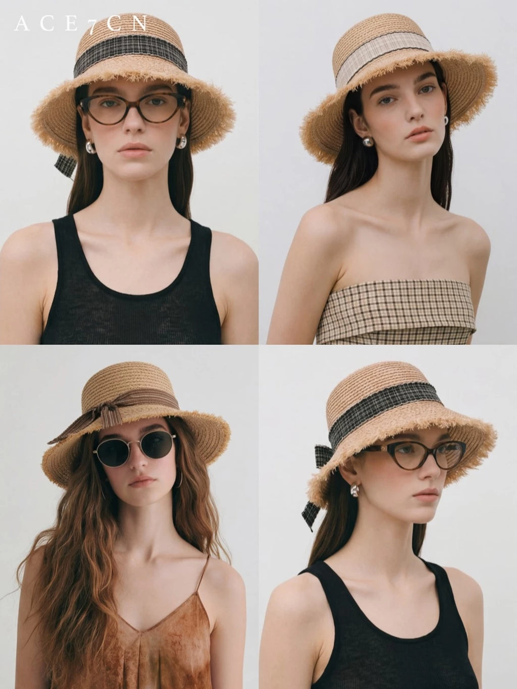 Bow-Detail Raffia Sun Hat — ACE7CN