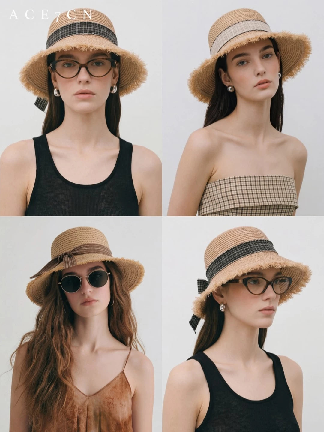 Bow-Detail Raffia Sun Hat — ACE7CN