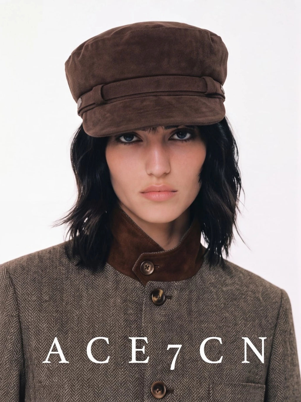 Suede Flat-Top Newsboy Cap — ACE7CN