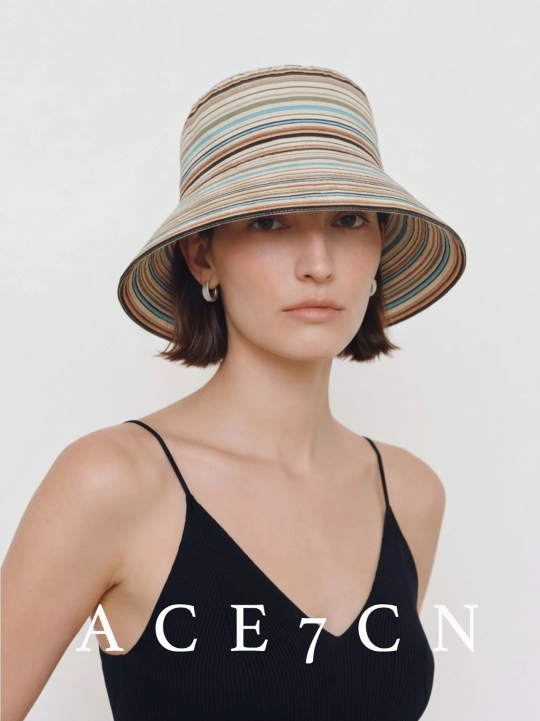 Multi-Stripe Roll-Brim Bucket Hat — ACE7CN
