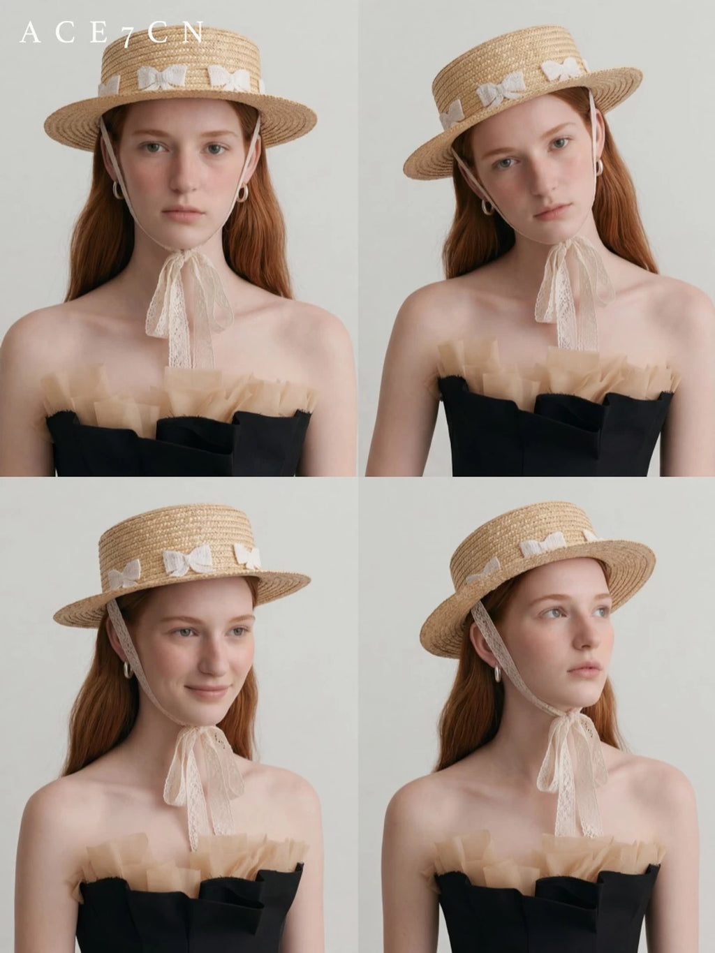 Bow-Detail Wheat-Straw Fedora — ACE7CN