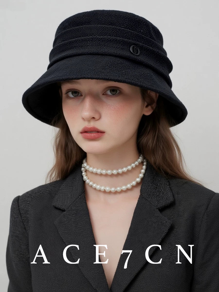 Short-Brim Tweed Bucket Hat — ACE7CN