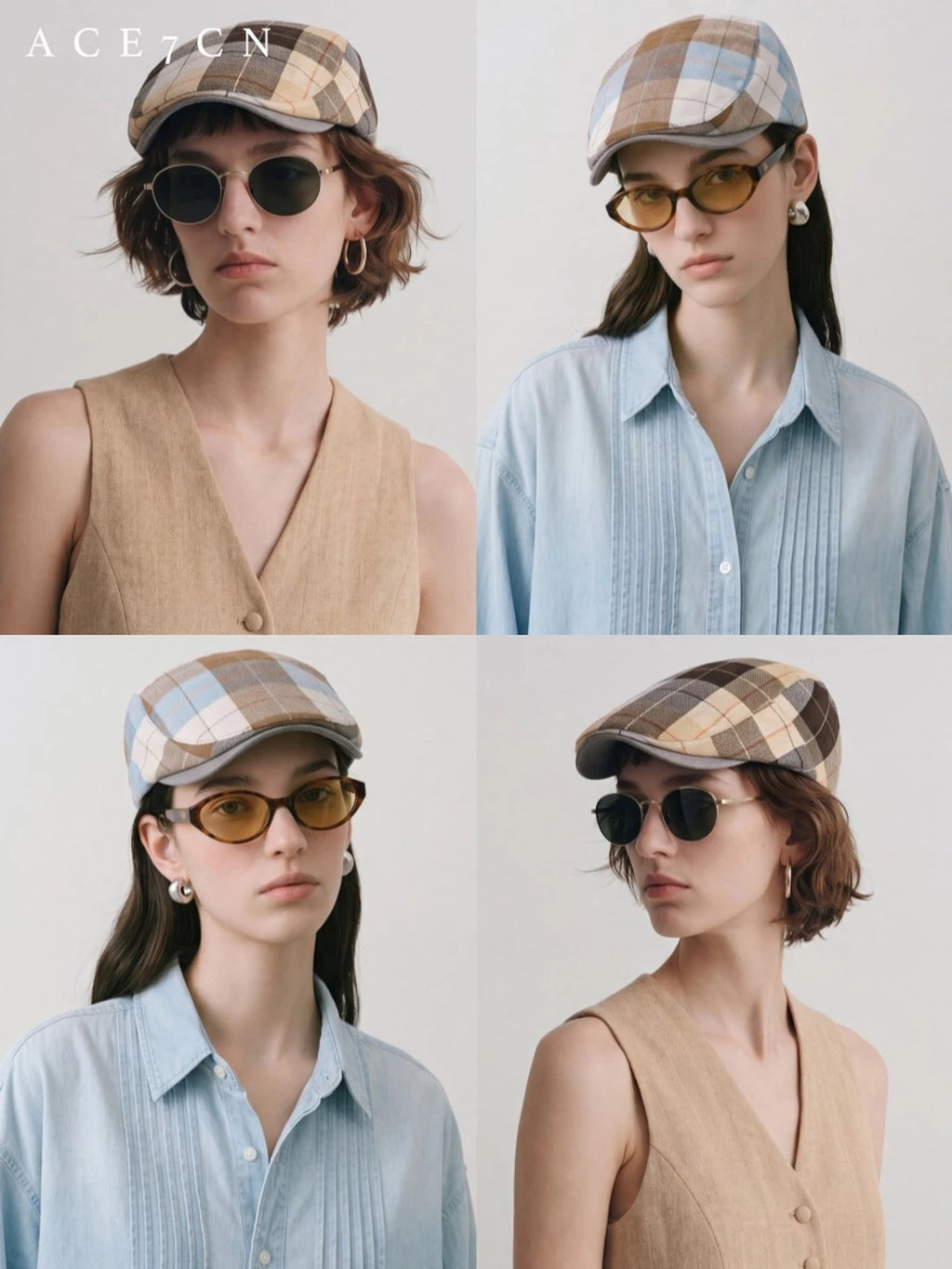 Lightweight Plaid Flat Cap — ACE7CN