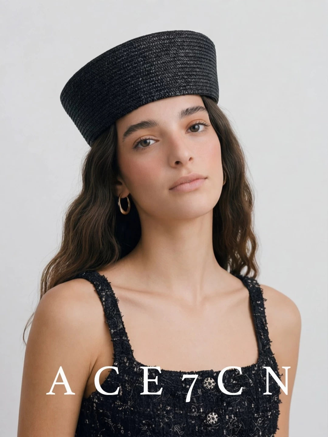 Minimal Hand-Woven Straw Pillbox Hat — ACE7CN