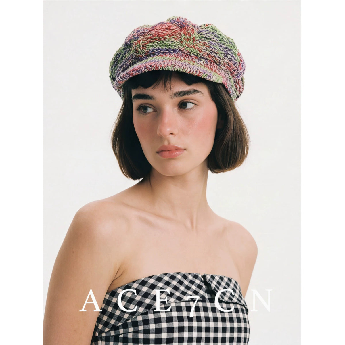 Hand-Crochet Cotton-Linen Newsboy Cap — ACE7CN
