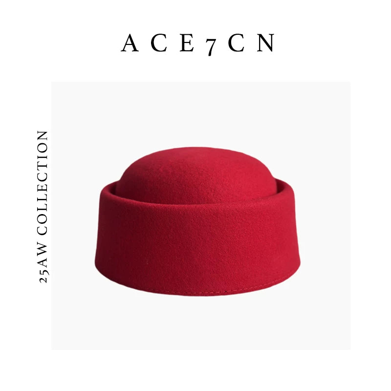 Brimless Domed Wool Pillbox Hat — ACE7CN