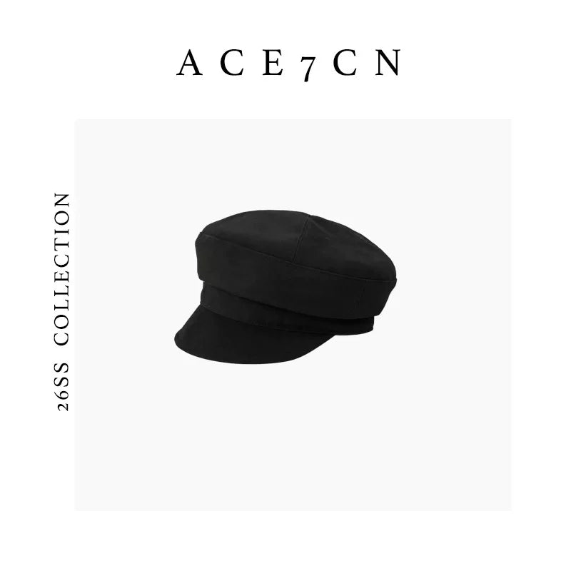 Generous-Fit Suede Octagonal Cap — ACE7CN
