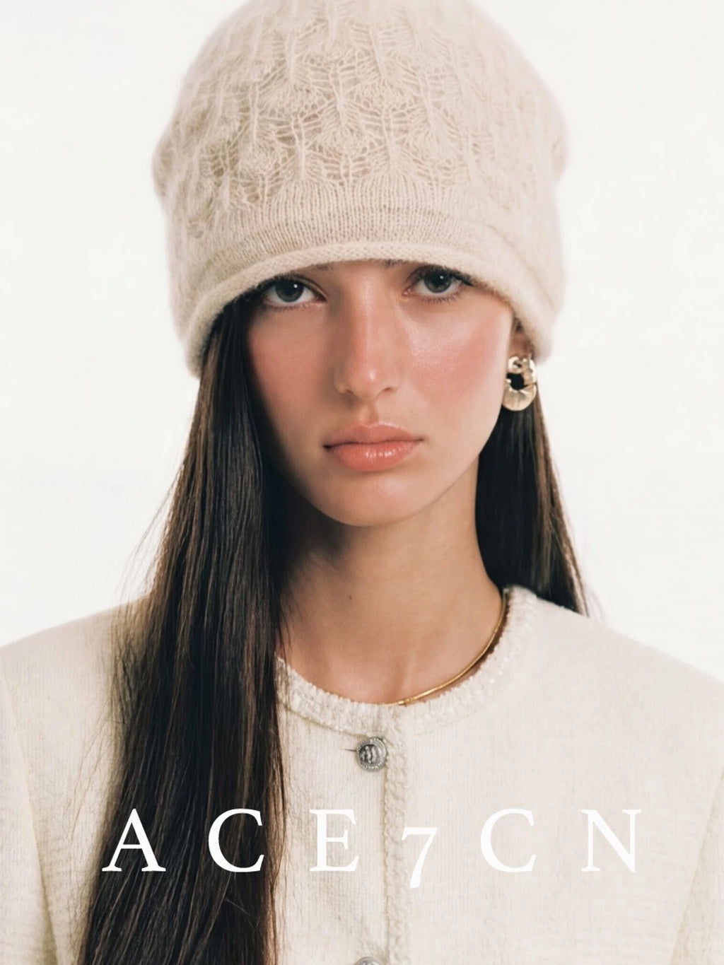 Hand-Crochet Wool-Angora Plush Beanie — ACE7CN