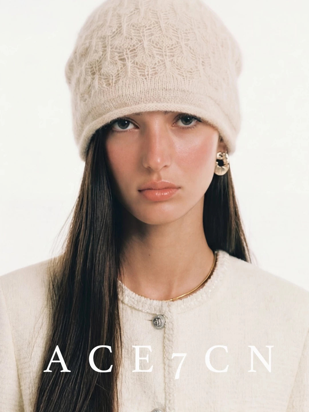 Hand-Crochet Wool-Angora Plush Beanie — ACE7CN