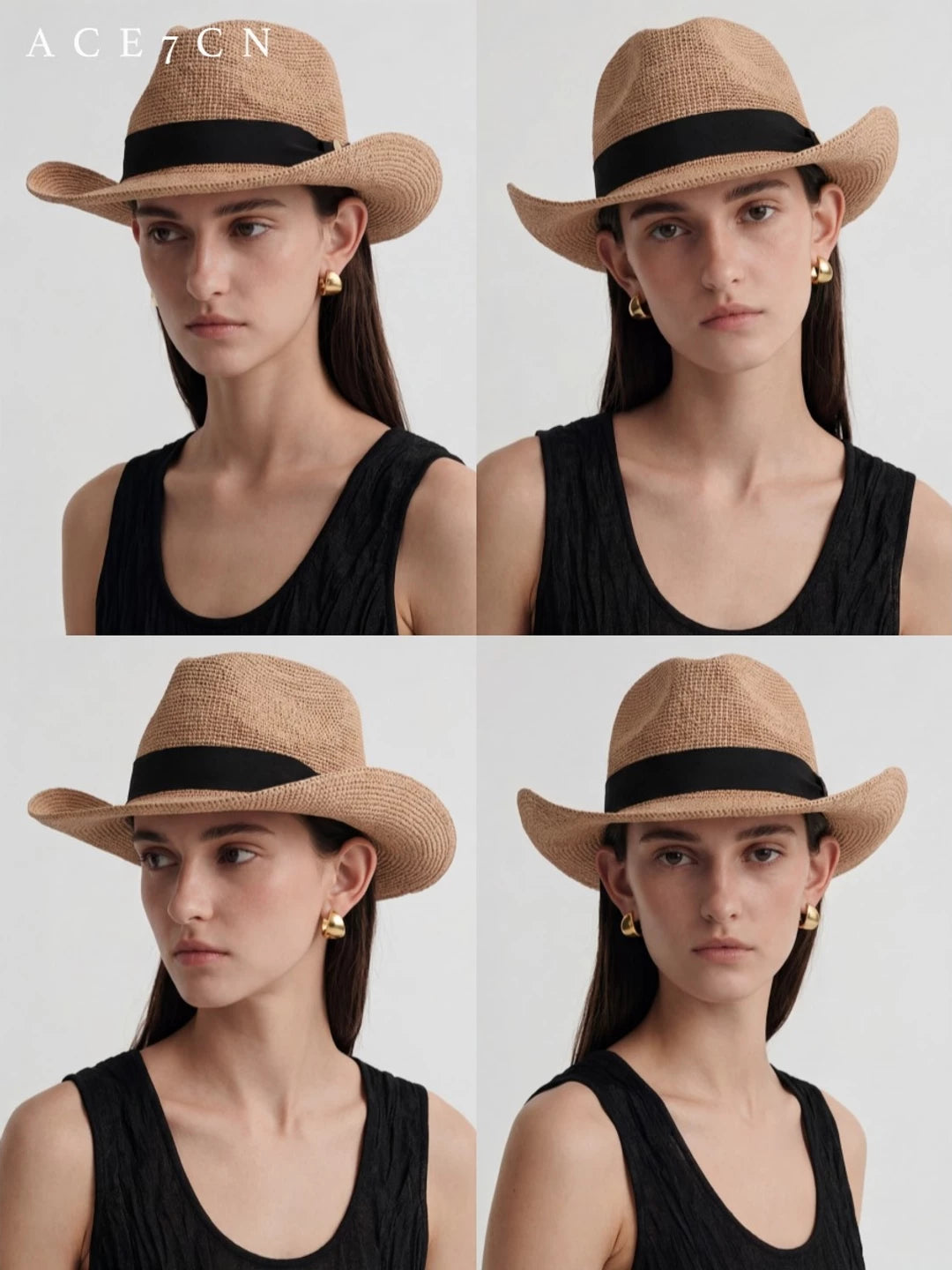 Hand-Woven Raffia Western Fedora — ACE7CN