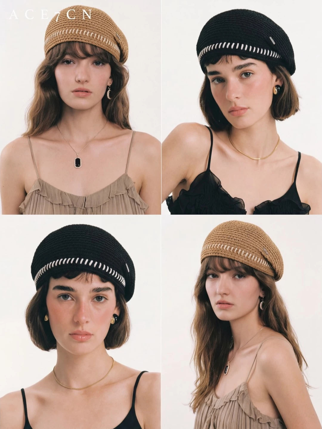 Hand-Stitched Openwork Painter Beret — ACE7CN