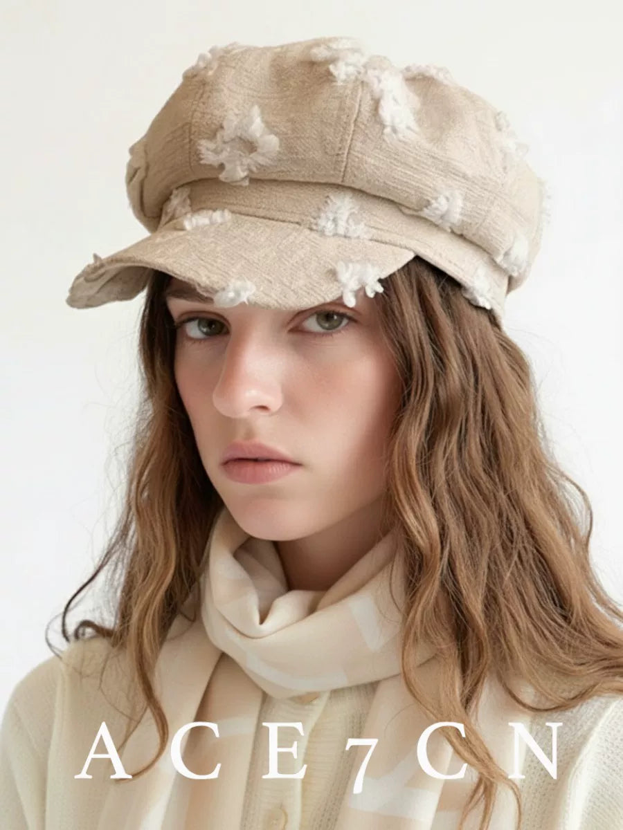 Feather Burnout Jacquard Newsboy Cap — ACE7CN