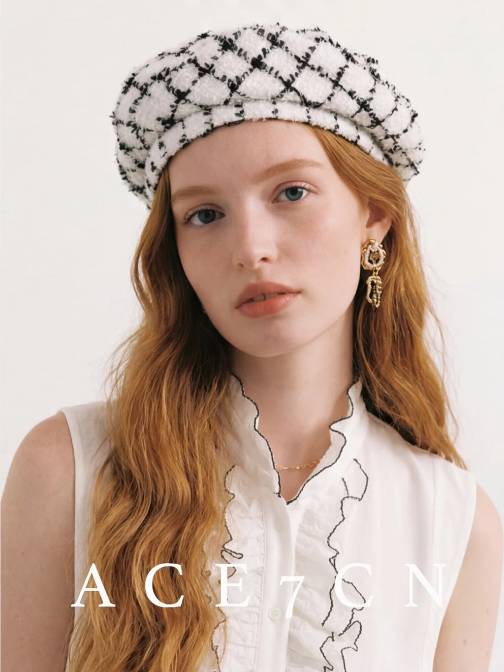 Plaid Tweed Beret — ACE7CN