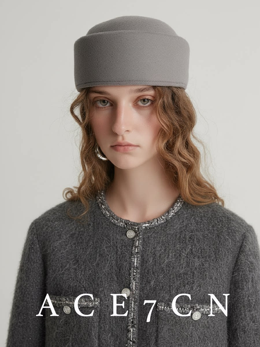 Round-Top Wool Pillbox Hat — ACE7CN