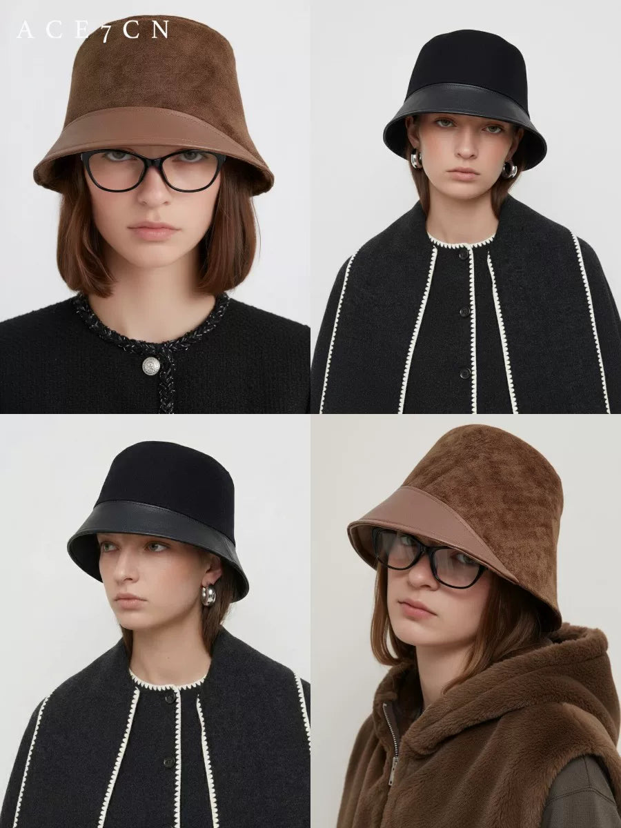 British Vintage Suede Bucket Hat Premium Women