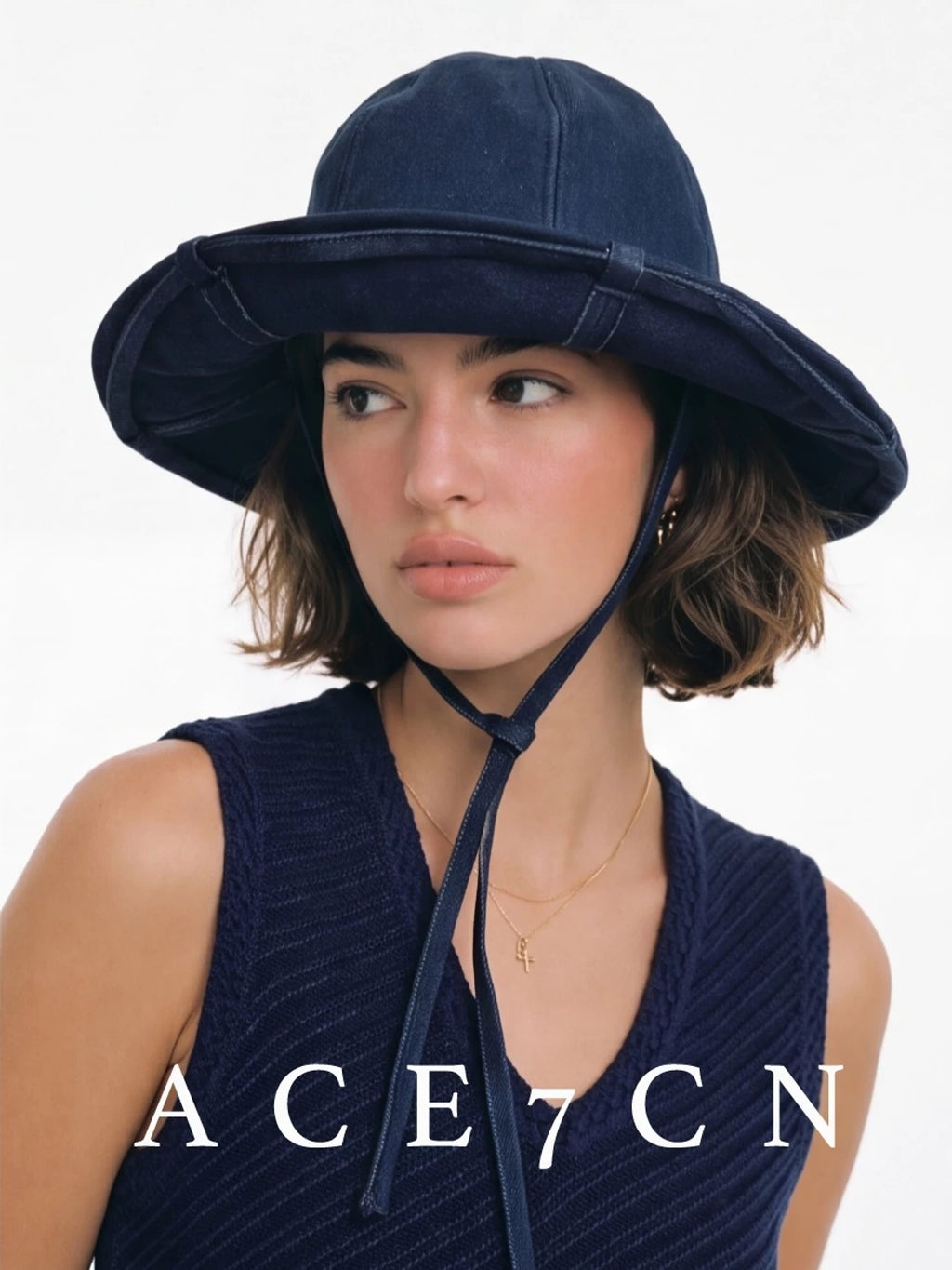 Convertible Washed Denim Bucket Hat — ACE7CN