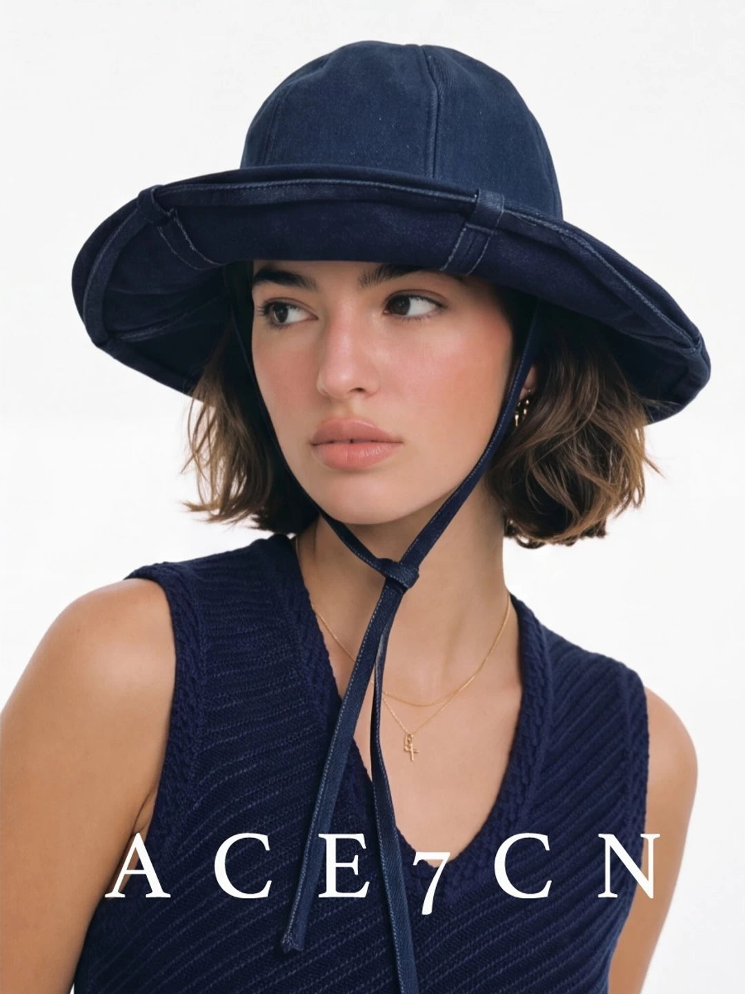 Convertible Washed Denim Bucket Hat — ACE7CN