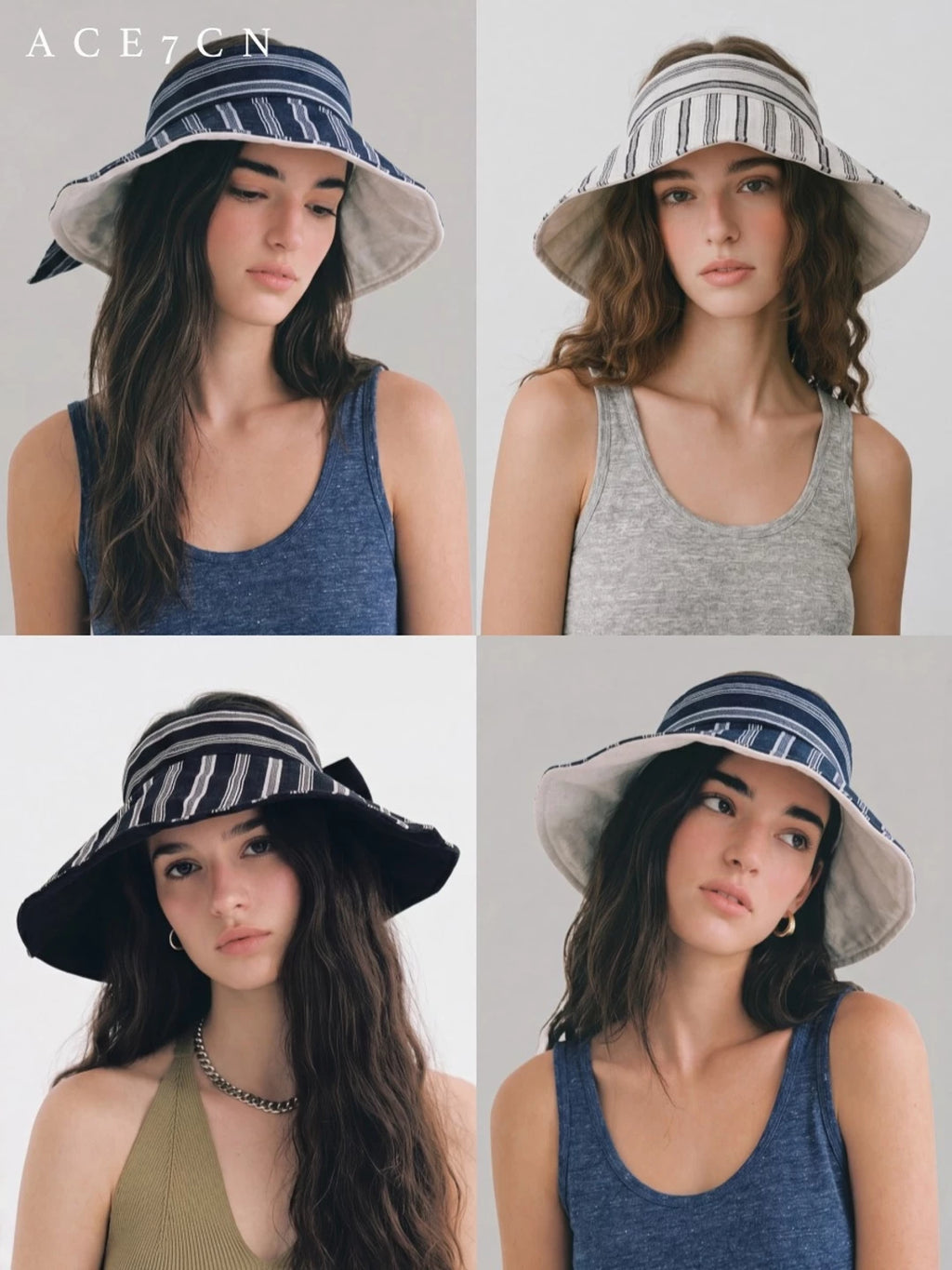Striped Roll-Brim Visor — ACE7CN
