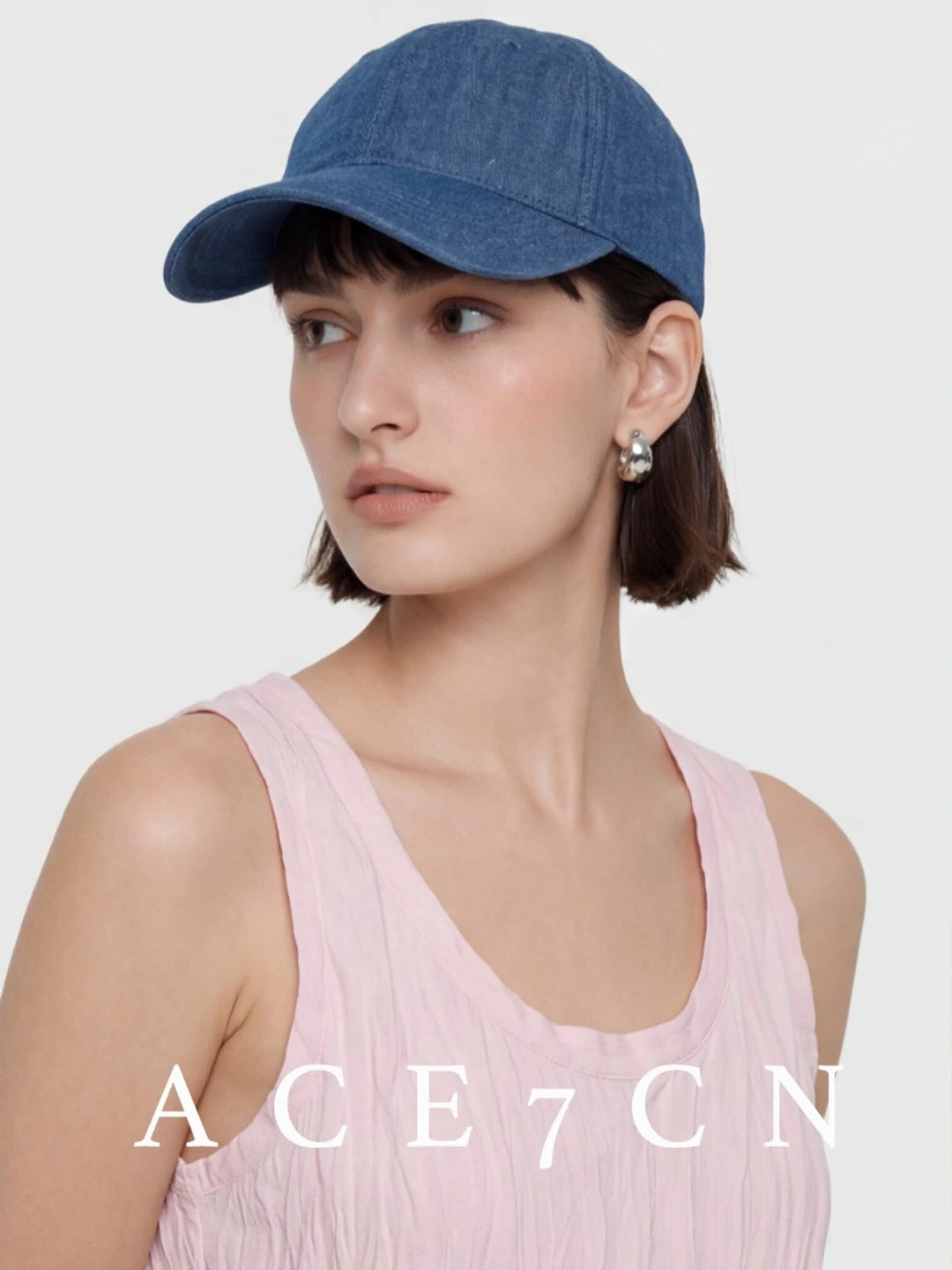 Minimal Denim-Linen Baseball Cap — ACE7CN