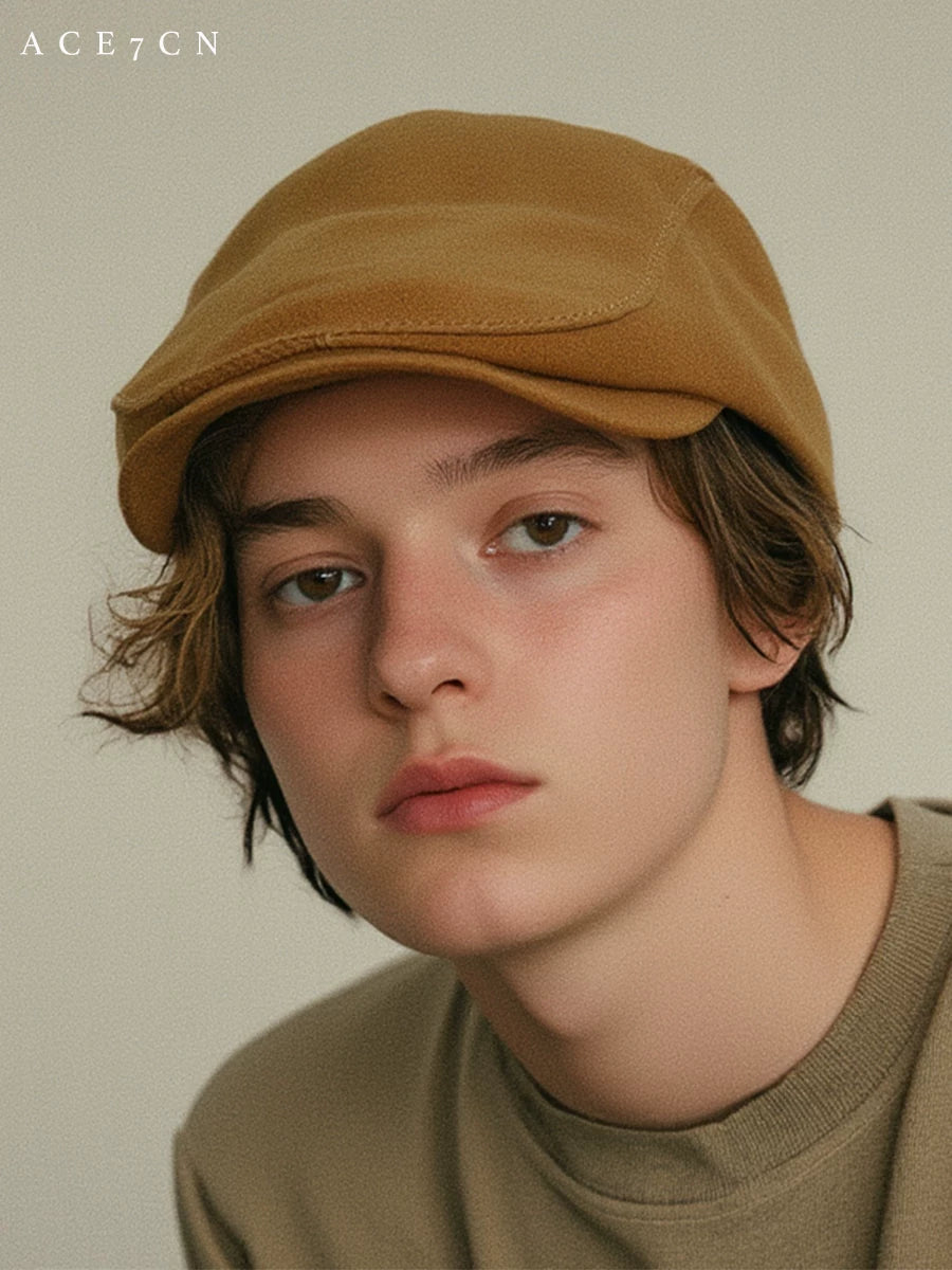 Distressed Suede Newsboy Cap — ACE7CN