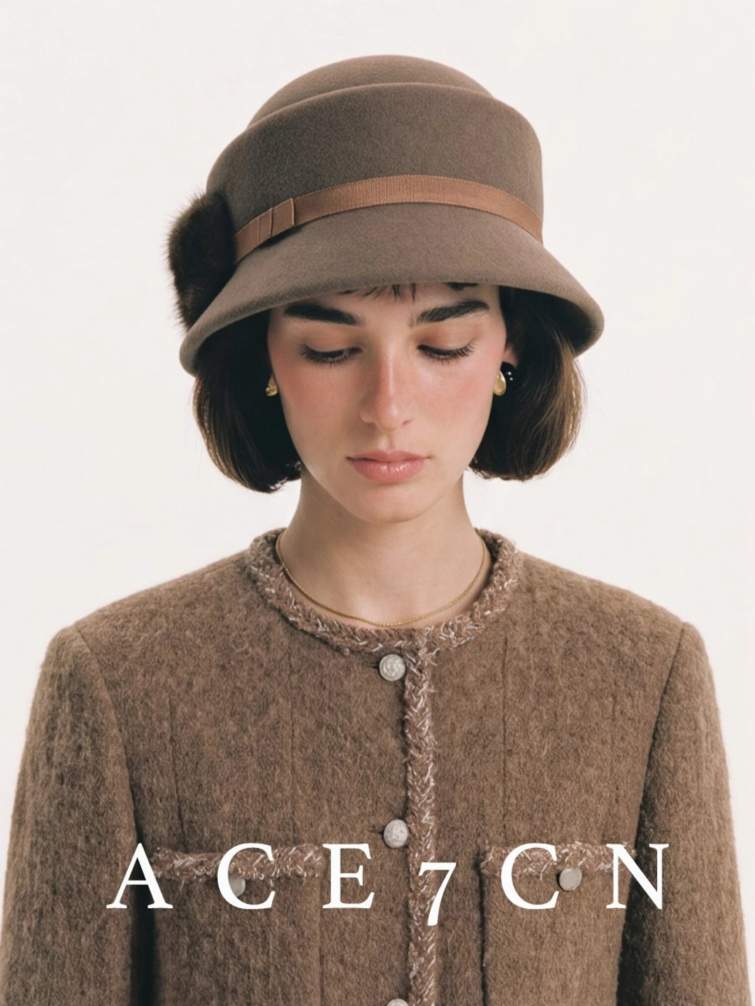Faux-Mink Wool Bucket Hat — ACE7CN