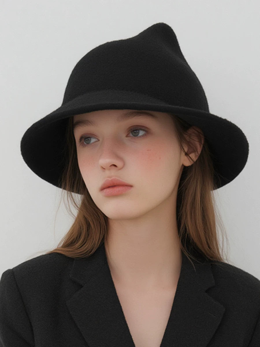 Pointed Roll-Brim Wool Felt Hat — ACE7CN