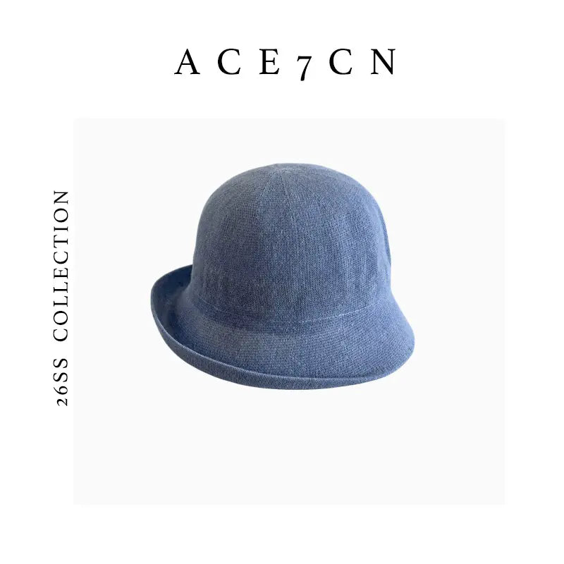 Ultra-Thin Linen Roll-Brim Bucket Hat — ACE7CN
