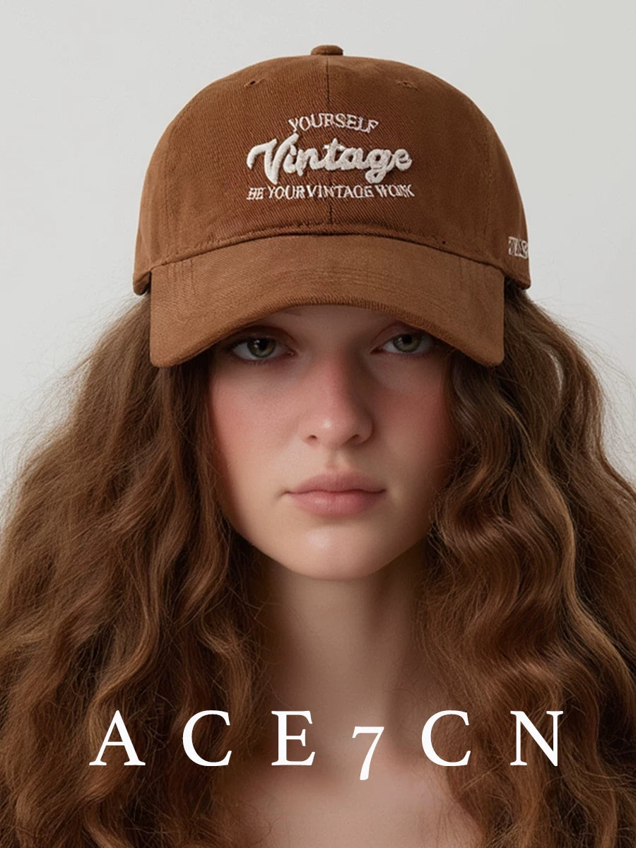 Letter-Embroidered Soft-Crown Baseball Cap — ACE7CN
