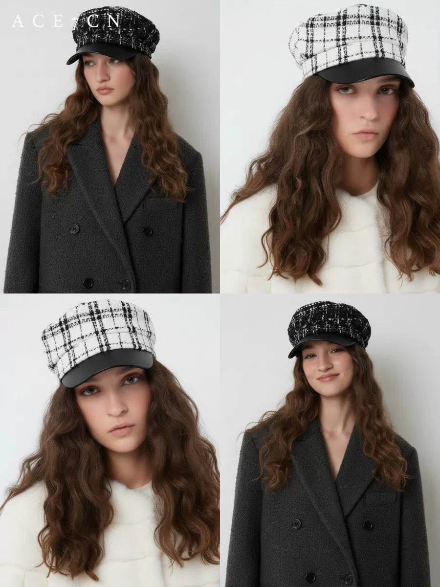 Plaid Tweed Equestrian Cap — ACE7CN