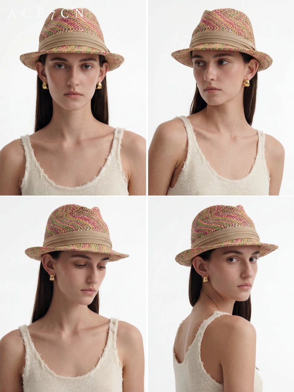 Multicolor Straw Western Fedora — ACE7CN