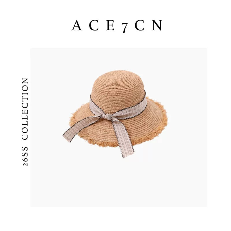 Bow-Detail Raffia Sun Hat — ACE7CN