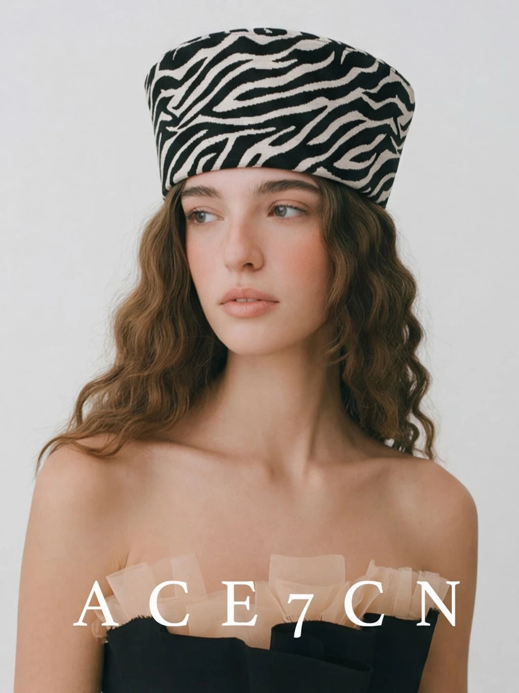 Oversized Zebra Pillbox Hat — ACE7CN