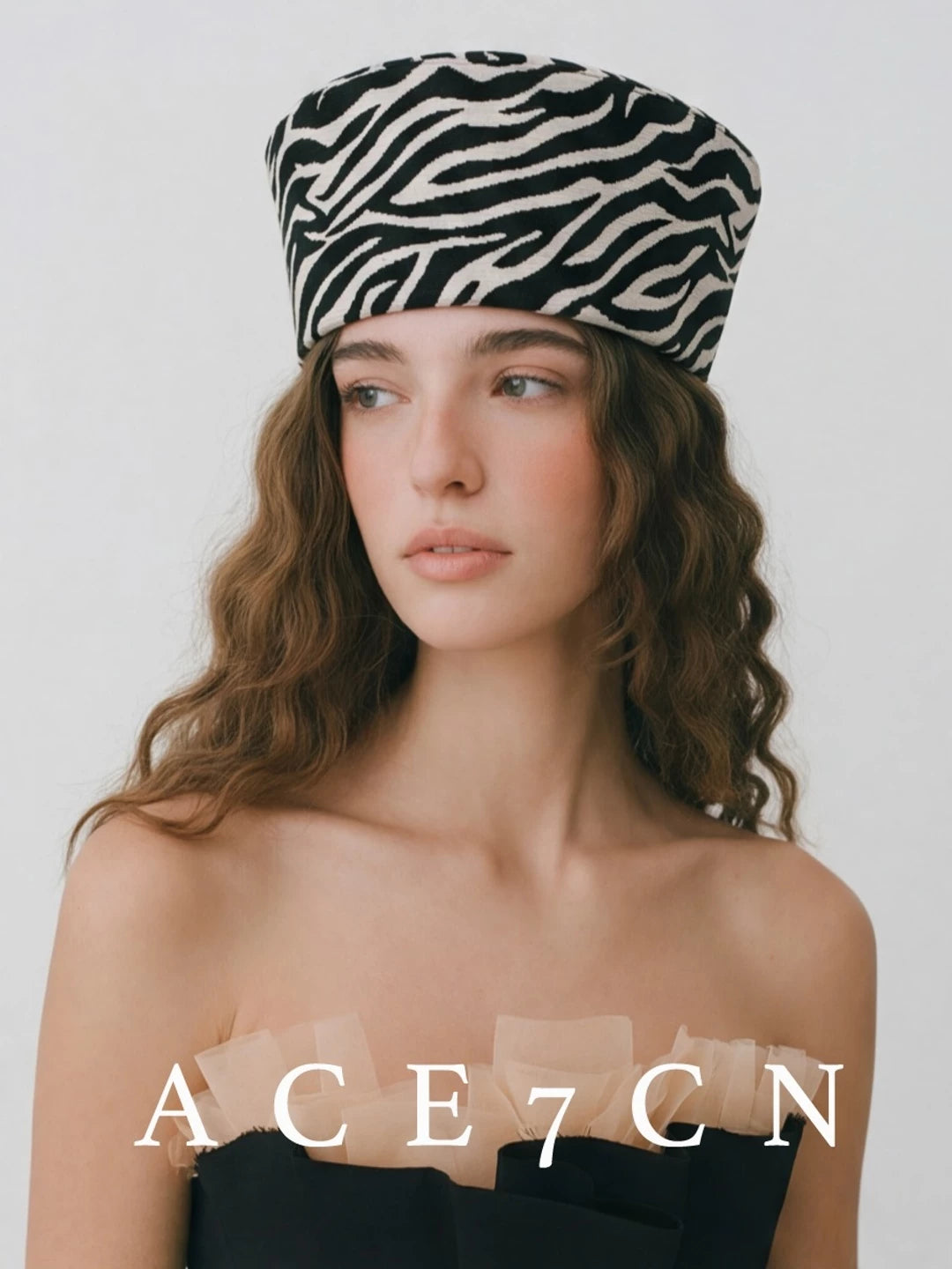 Oversized Zebra Pillbox Hat — ACE7CN