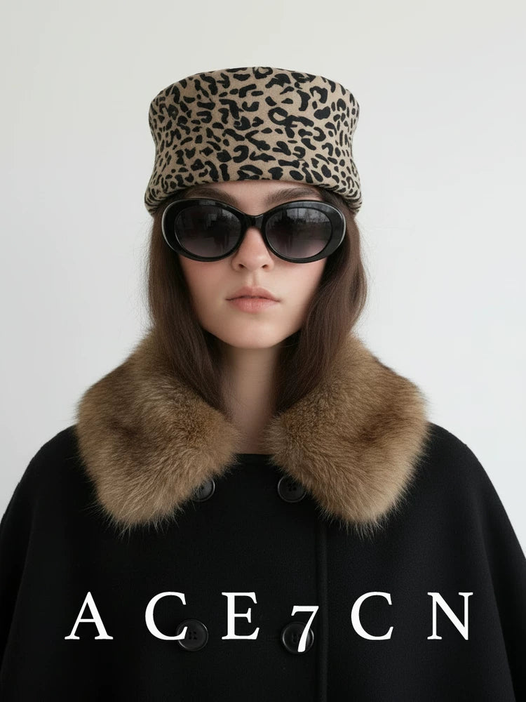 Leopard Wool Pillbox Hat — ACE7CN
