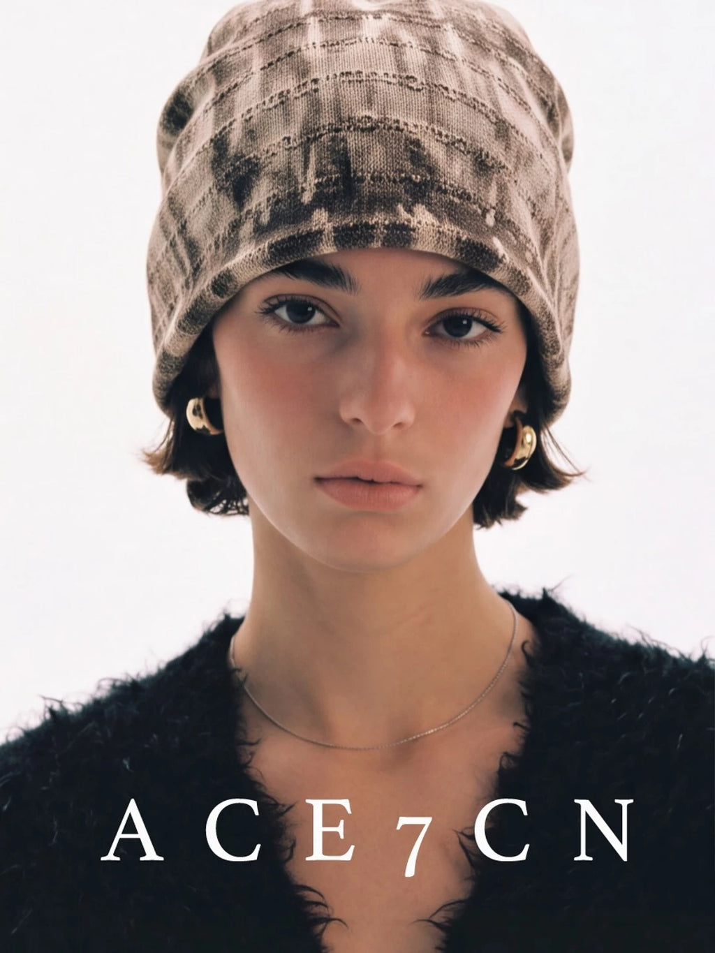 Ink-Dyed Pleated Turban Beanie — ACE7CN