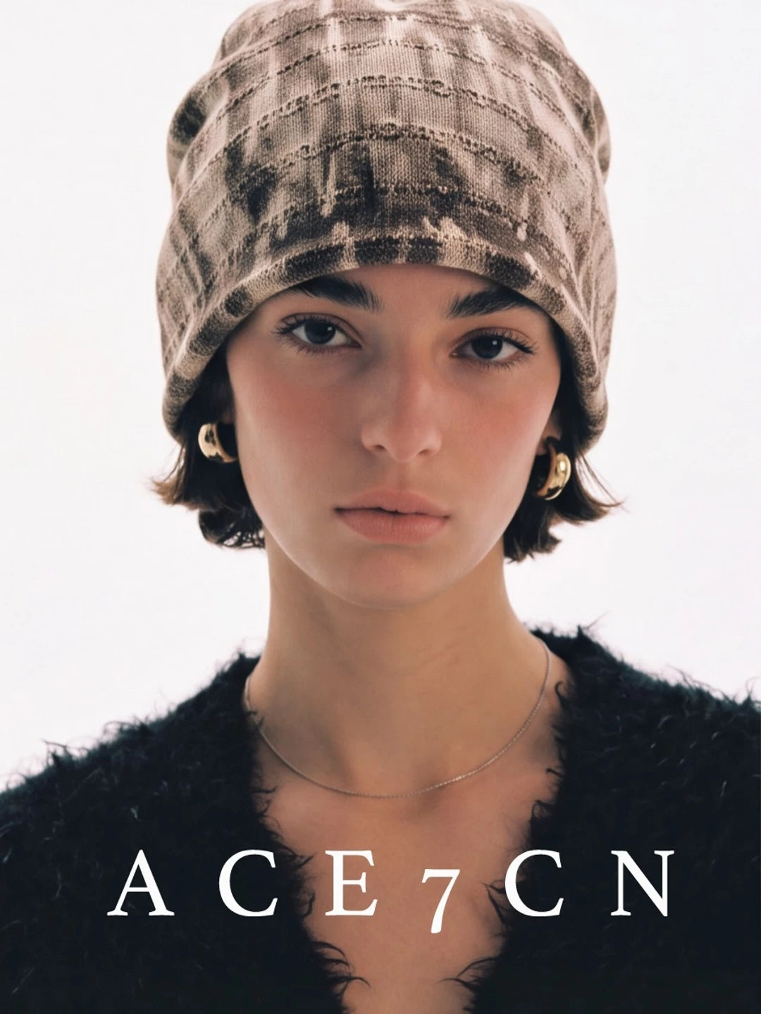 Ink-Dyed Pleated Turban Beanie — ACE7CN