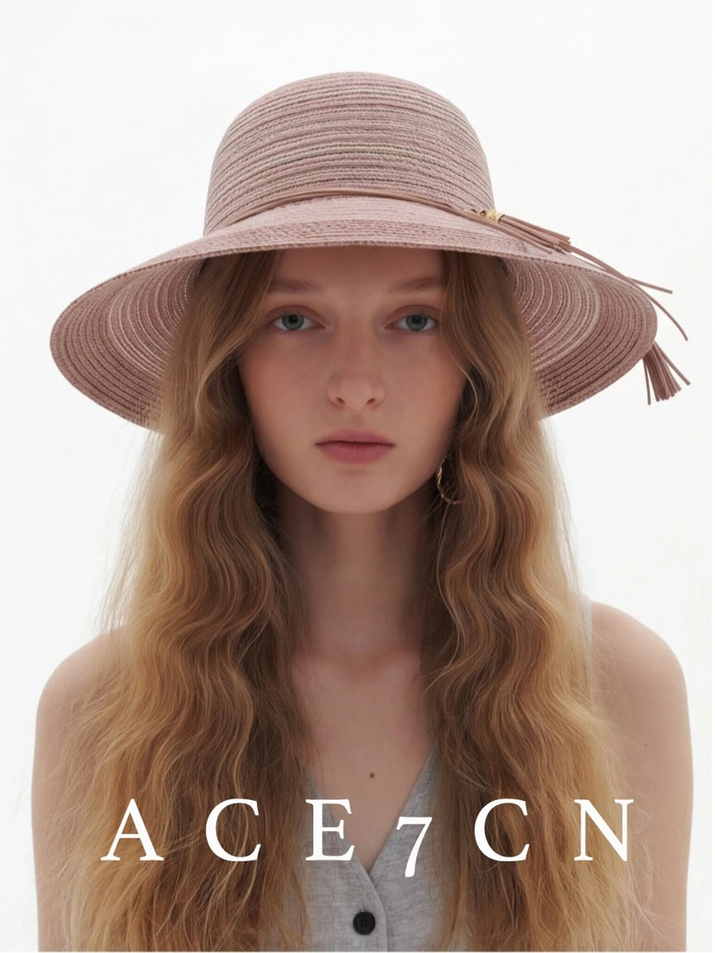 Multi-Stripe Paper-Straw Sun Hat — ACE7CN