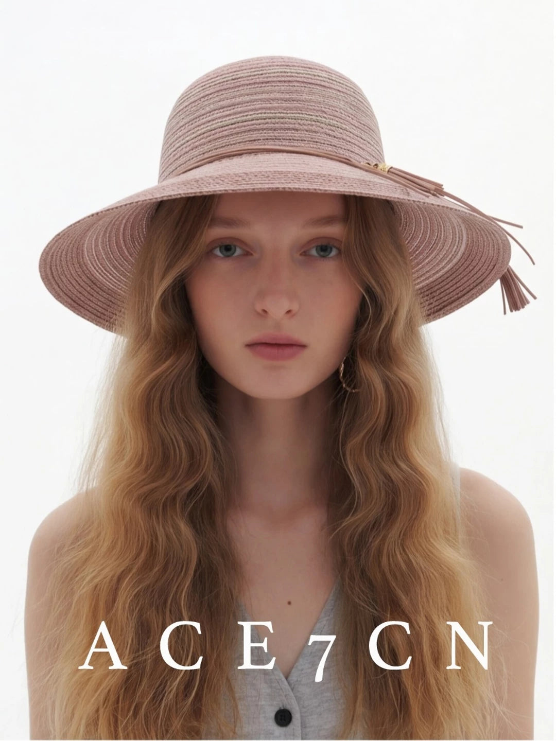 Multi-Stripe Paper-Straw Sun Hat — ACE7CN