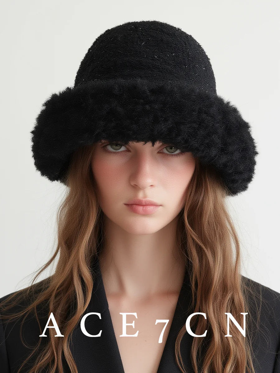 Glitter Tweed Plush Bucket Hat — ACE7CN