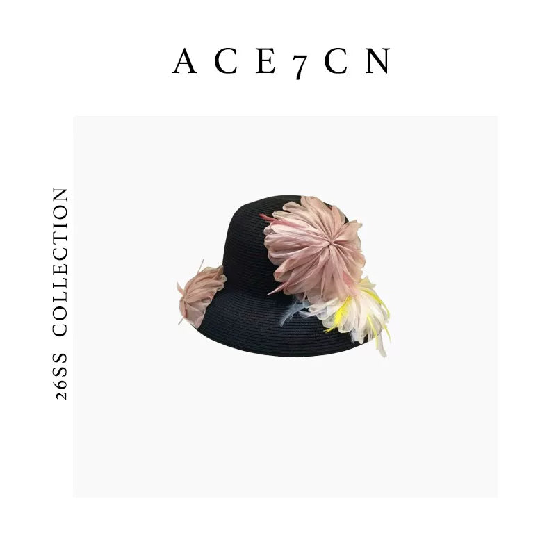 Silk-Flower Straw Fedora — ACE7CN