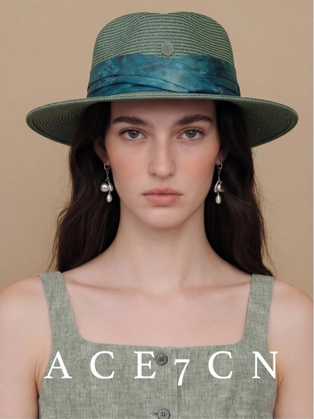 Satin-Ribbon Straw Fedora — ACE7CN