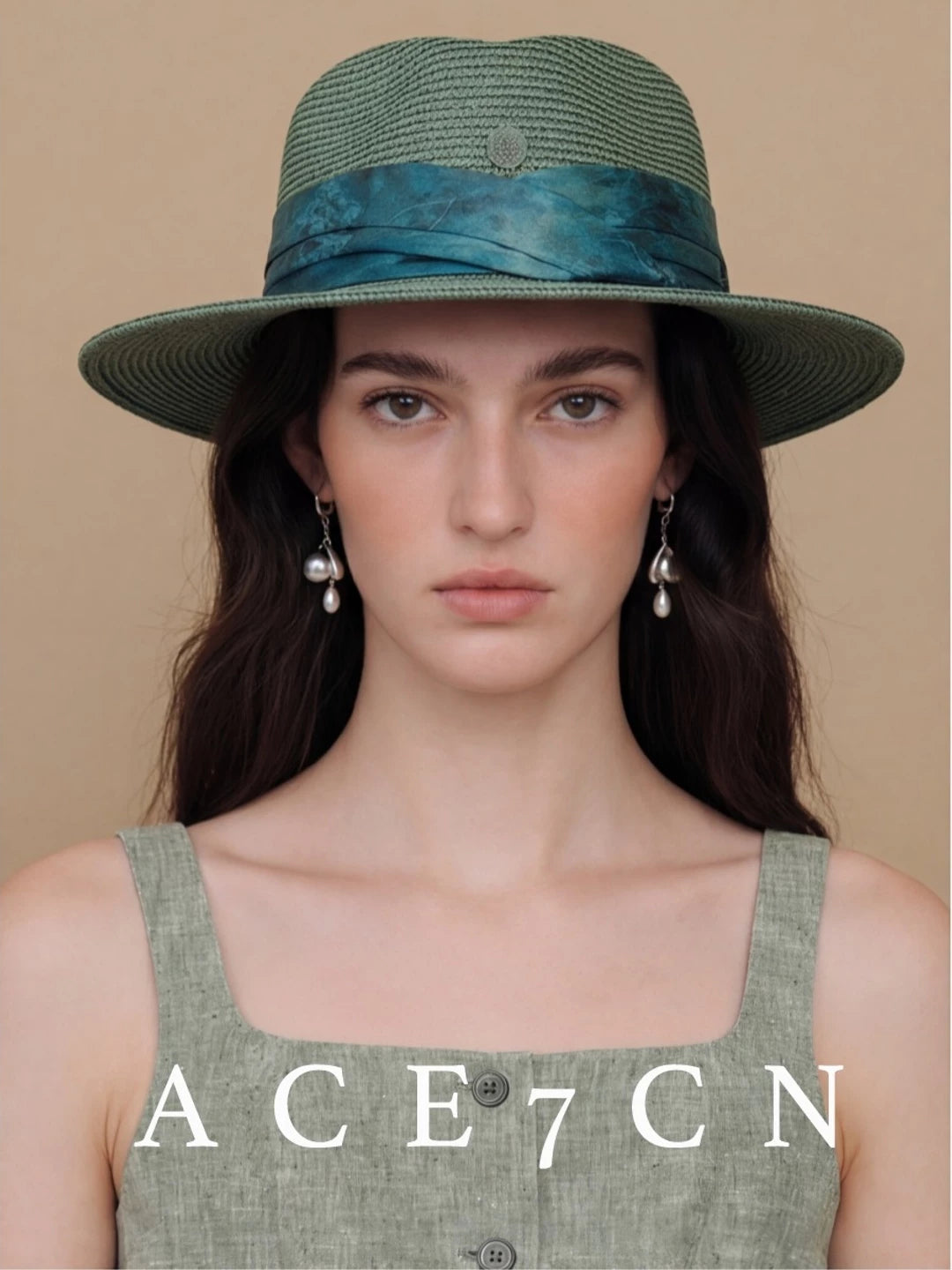 Satin-Ribbon Straw Fedora — ACE7CN