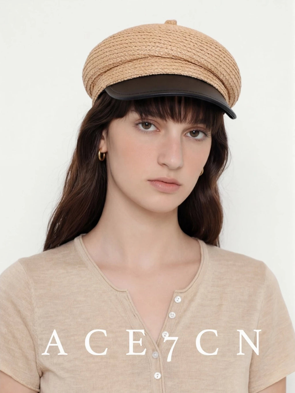 Two-Tone Raffia Equestrian Cap — ACE7CN
