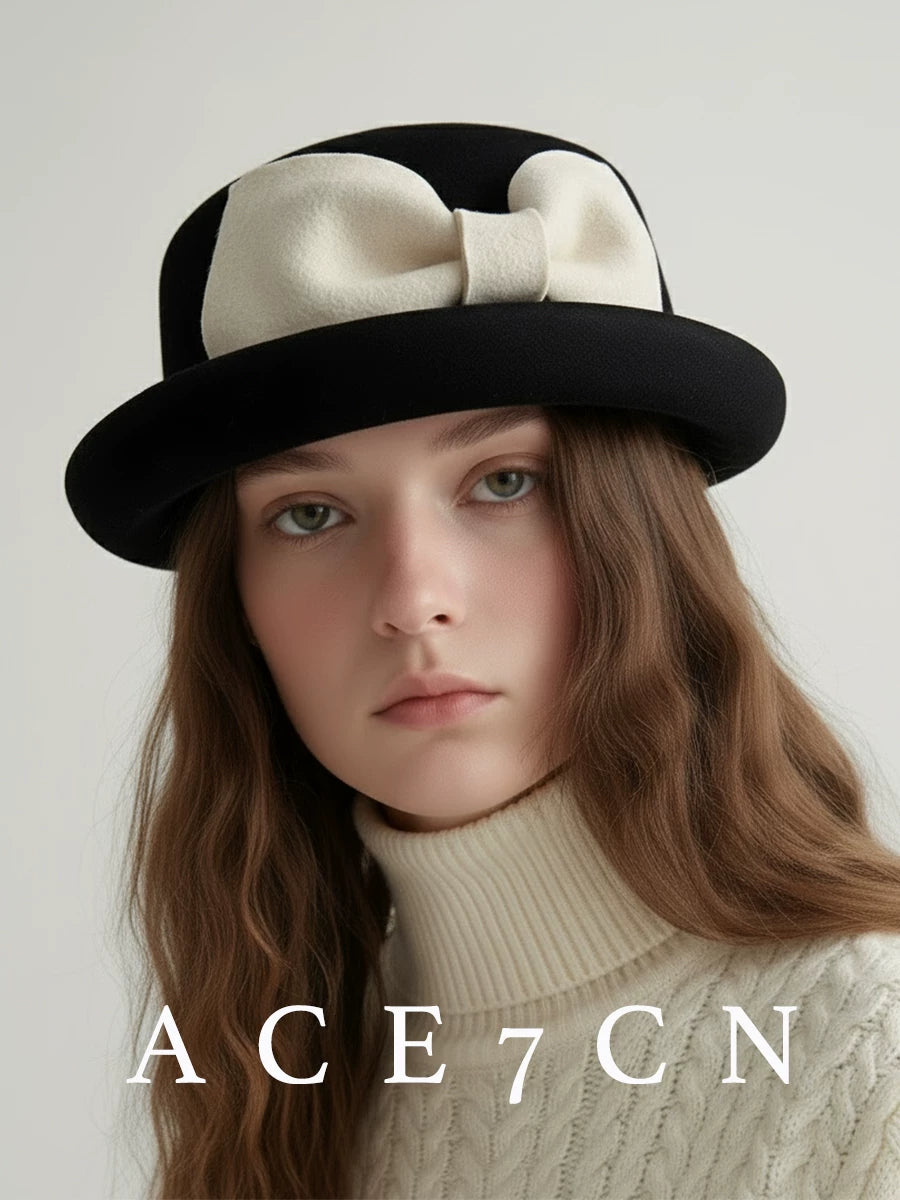 Bow-Detail Wool Fedora — ACE7CN