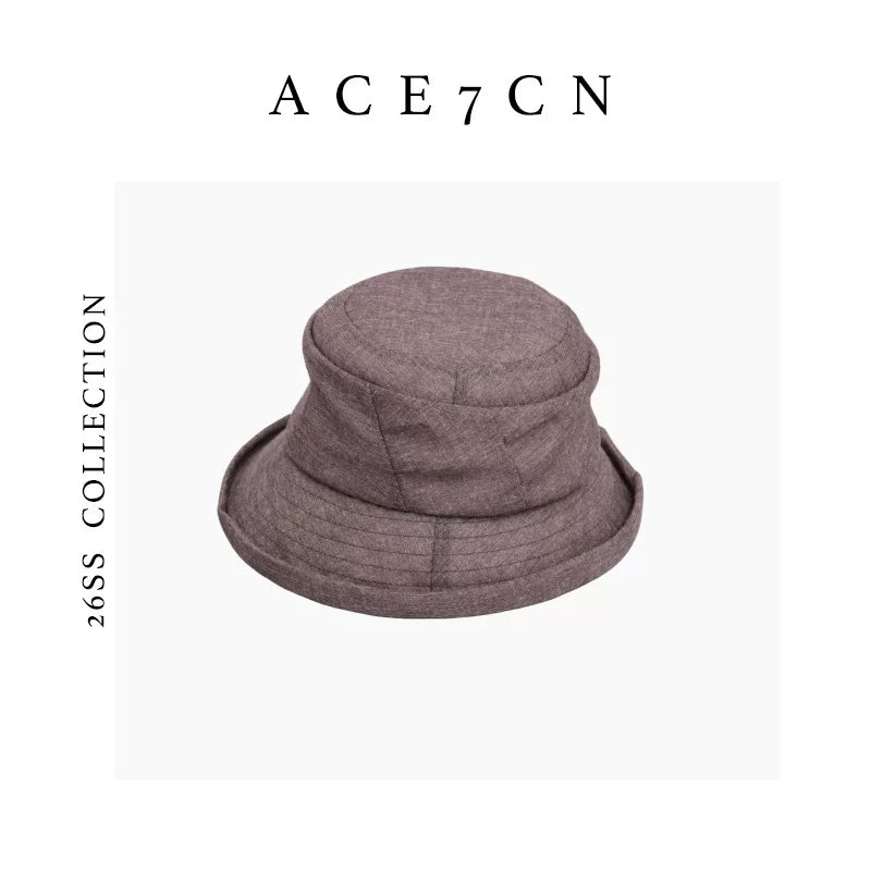 Pleated Roll-Brim Bucket Hat — ACE7CN
