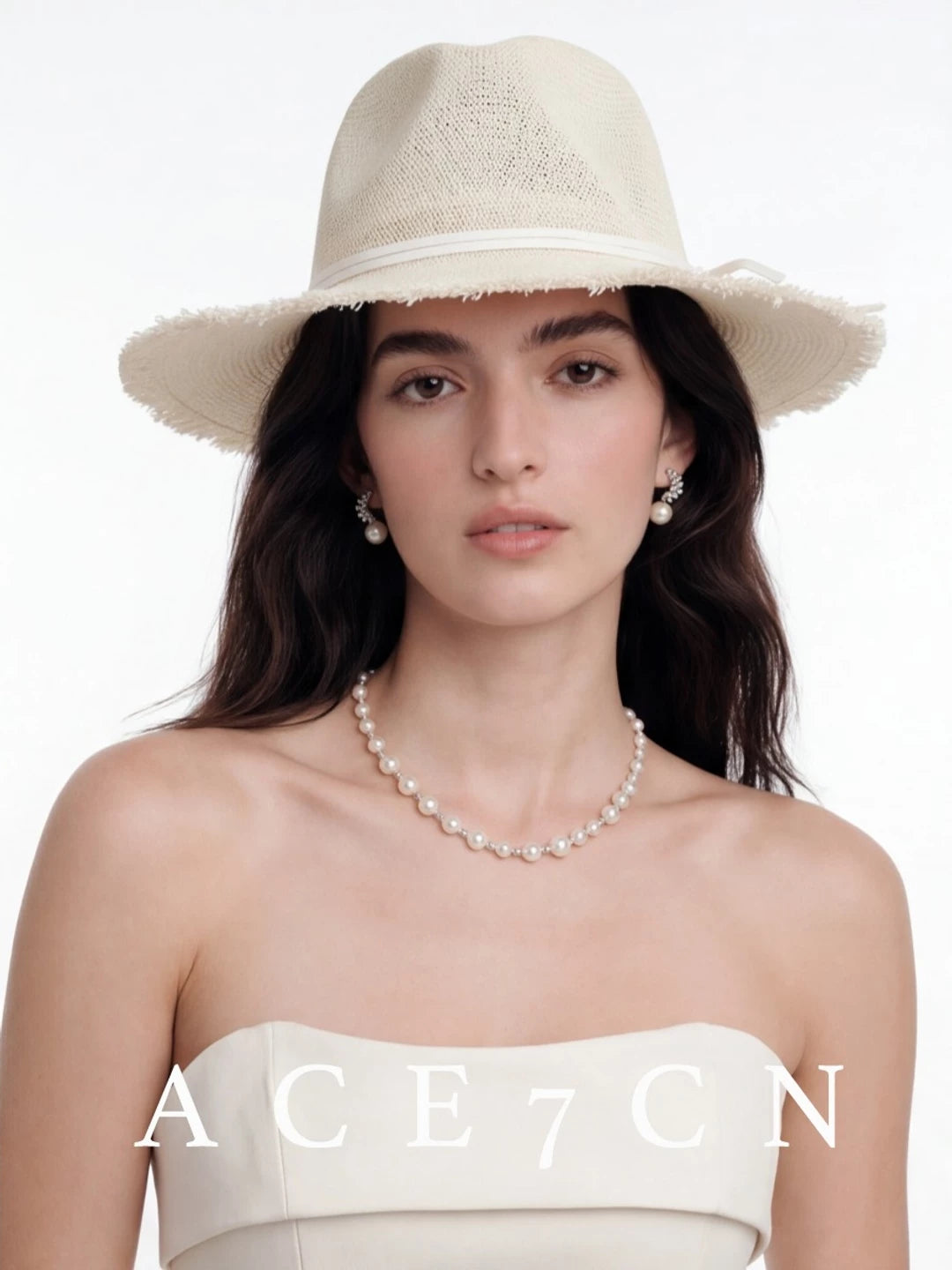 Linen-Straw Fedora Hat — ACE7CN